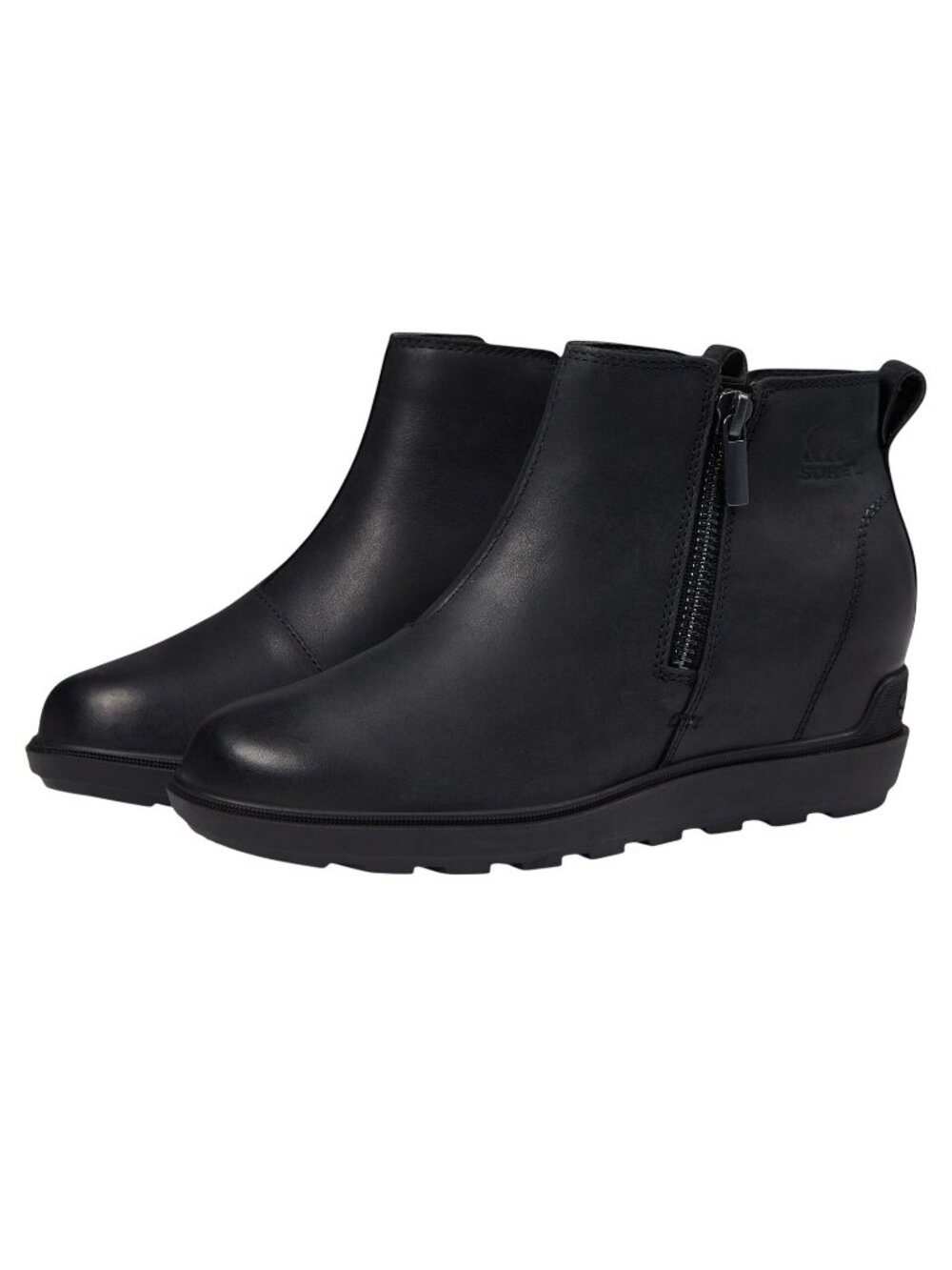 NWT Sorel Womens Evie II Zip Wedge Ankle Boot 2056371 Black / Black 8.5M - Picture 1 of 16